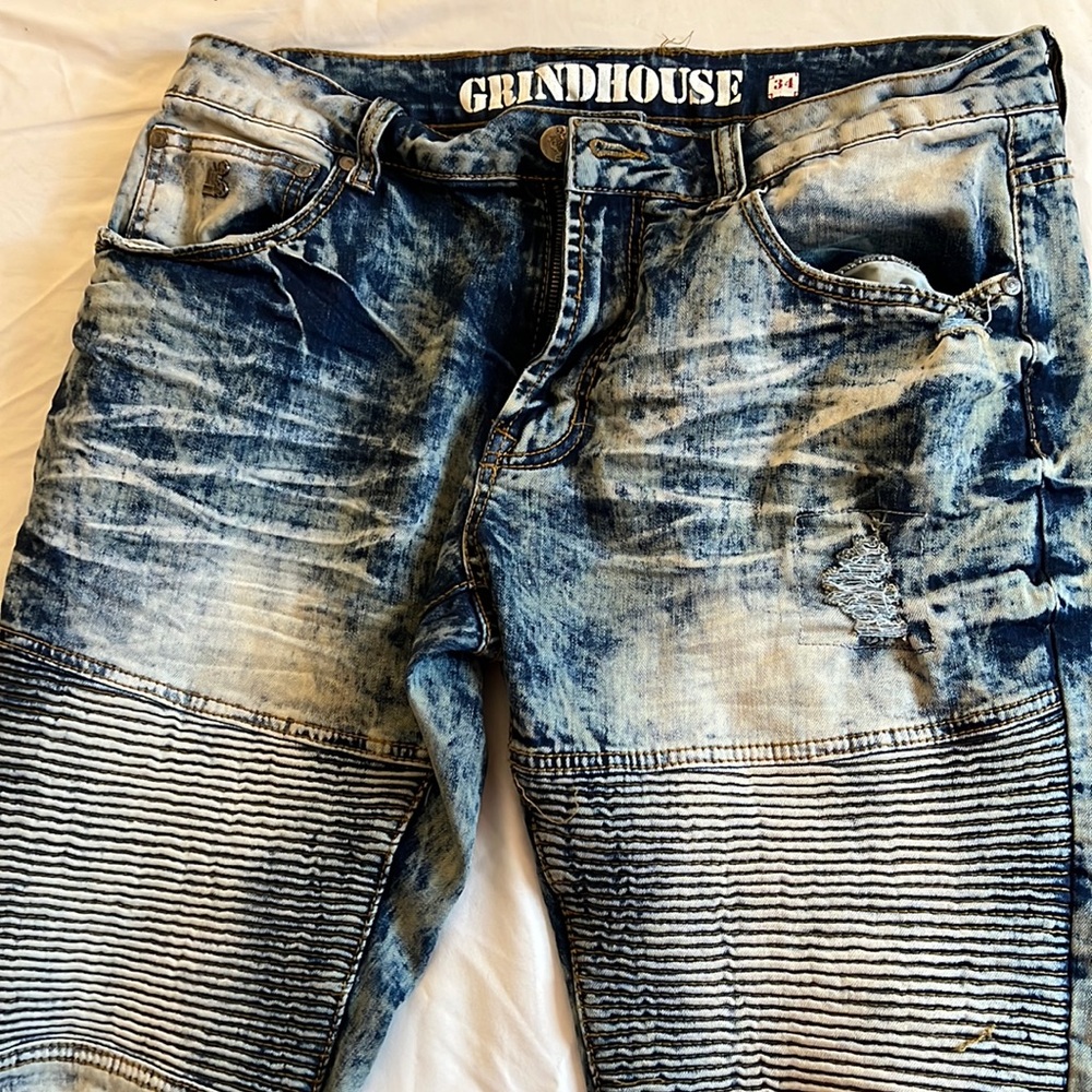 Stonewashed blue jeans